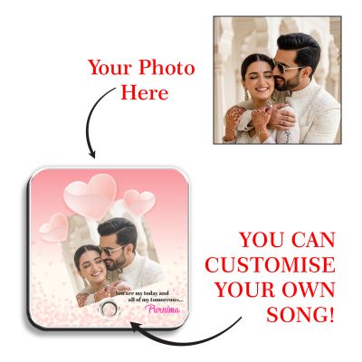 Personalized Musical Fridge Magnet Custom with Photo & Song Rechargeable Speaker & On/Off Button Birthday Gift for Wife & Girlfriend for Wife